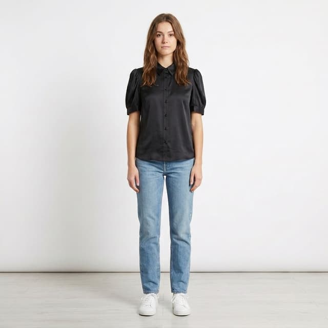 Puff Sleeve Satin Blouse