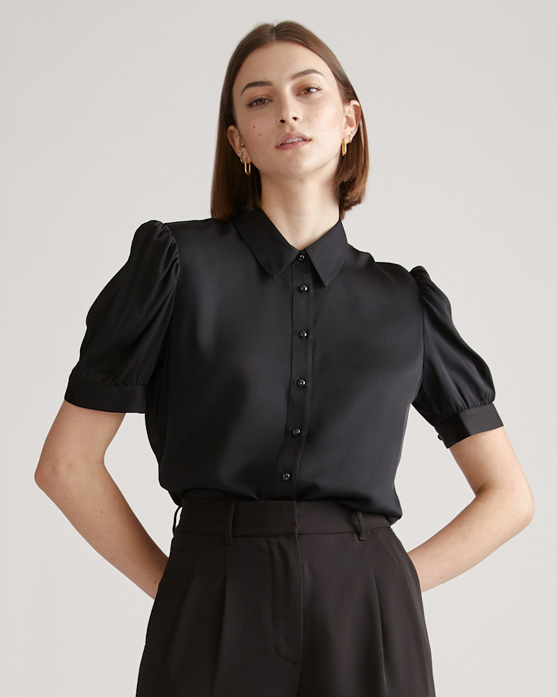 Puff Sleeve Satin Blouse